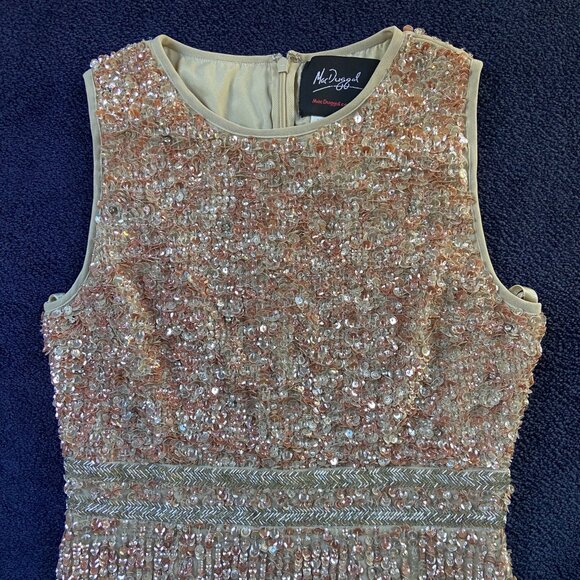 EUC Mac Duggal Sleeveless High Neck Beaded Midi Sheath Dress Sz 6 - Picture 10 of 11